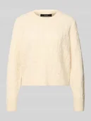 Swetry damskie - Sweter z dzianiny o kroju regular fit ze ściegiem warkoczowym model ‘ARIES’ - miniaturka - grafika 1