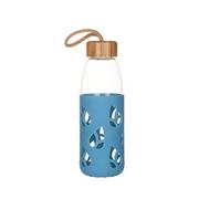 Shakery i bidony sportowe - NoName butelka do picia Hydration 550 ml bambus/szkło niebieski - miniaturka - grafika 1