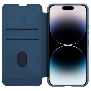 Nillkin Qin Cloth Pro Case etui do iPhone 14 Pro osłona na aparat kabura pokrowiec obudowa z klapką niebieski - Etui i futerały do telefonów - miniaturka - grafika 4