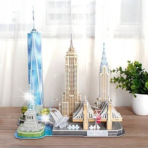 PUZZLE 3D MIASTO NOWY JORK PANORAMA NEW YORK ŚWIATŁO LED 101 ELEMENTÓW
