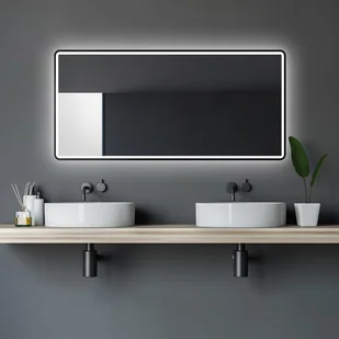 Lustro łazienkowe LED TALOS black Moon 120x70 cm - lustro łazienkowe z oświetleniem - nadaje się do wilgotnej wody dzięki aluminiowej ramie - kolor światła neutralny biały - Lustra - miniaturka - grafika 1