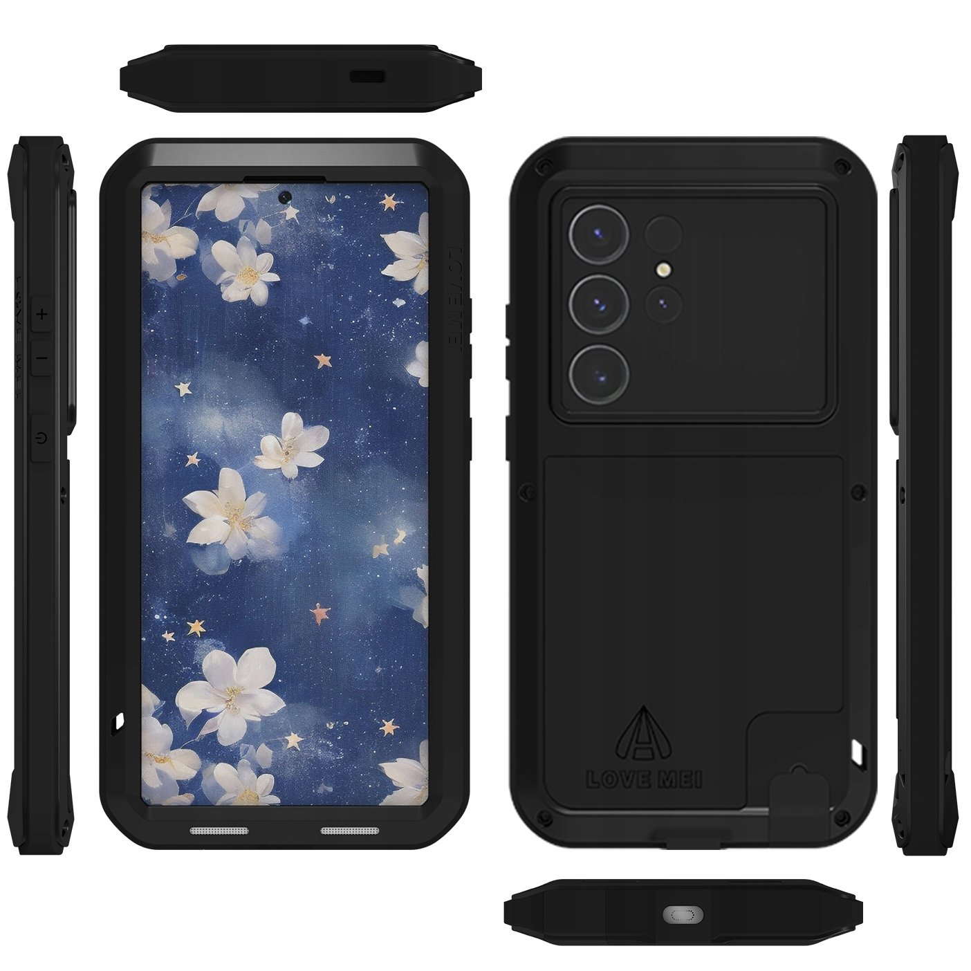 LOVE MEI Etui pancerne + szkło Powerful do Galaxy S25 Ultra, czarne