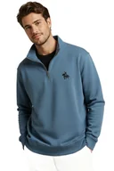 Bluzy męskie - TRENDYOL MAN BLUZA MĘSKA NIEBIESKA Z ZAMKIEM I LOGO NA PIERSI L 5DA - miniaturka - grafika 1