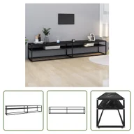 Szafki RTV - The Living Store Szafka pod TV czarna marmurowa 220x40x40,5 cm szkło hartowane - miniaturka - grafika 1