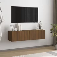 Szafki RTV - Lumarko Ścienna szafka pod telewizor, brązowy dąb, 120x30x30 cm - miniaturka - grafika 1