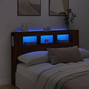 vidaXL Wezgłowie łóżka z LED, brązowy dąb, 160x18,5x103,5 cm - Zabezpieczenia dla dzieci - miniaturka - grafika 1