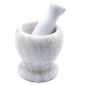 Marmurowy Moździerz z tłuczkiem 11cm x 10cm - Biały - Pozostałe akcesoria kuchenne - miniaturka - grafika 1
