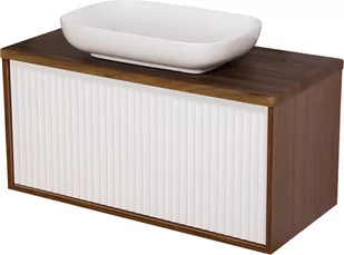 Szafka łazienkowa wisząca z umywalką dąb wenge/biały mat 100 cm Venus Gante - Szafki łazienkowe - miniaturka - grafika 1