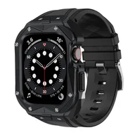 Akcesoria do smartwatchy - Kingxbar CYF140 2w1 pasek Apple Watch Ultra, SE, 8, 7, 6, 5, 4, 3, 2, 1 (49, 45, 44, 42  mm) z wbudowanym pancernym etui ze stali nierdzewnej czarny - miniaturka - grafika 1