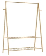 Wieszaki i stojaki - Bambusowy na ubrania wieszak z półkami 132cm S2-H46 - miniaturka - grafika 1