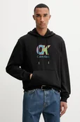 Bluzy męskie - Calvin Klein bluza bawełniana męska kolor czarny z kapturem z nadrukiem LV04LD240G - miniaturka - grafika 1