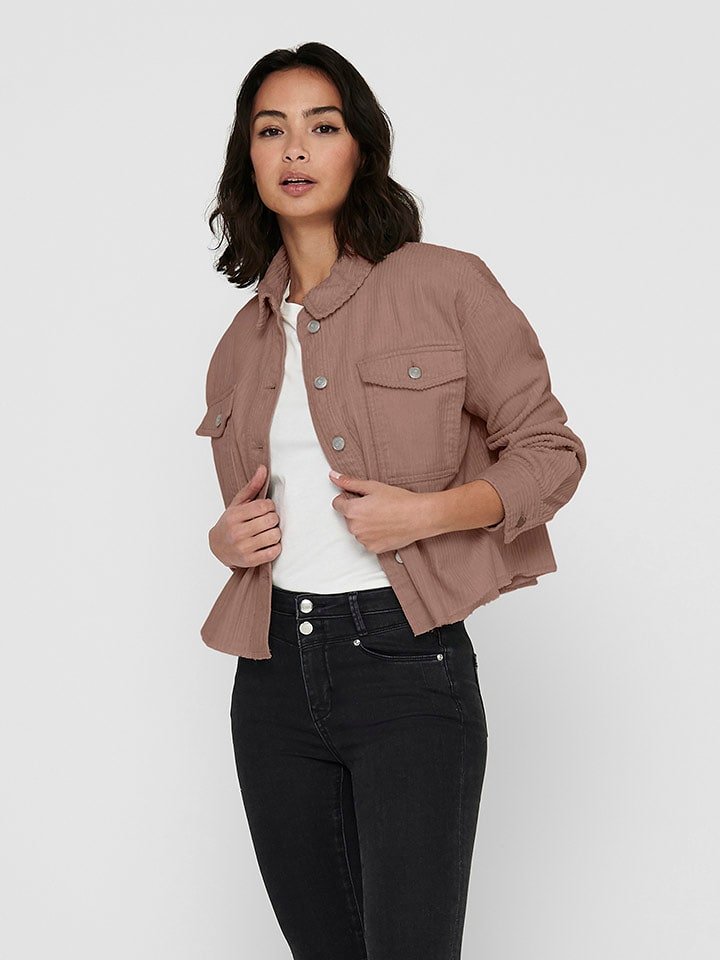 ONLY Kurtka sztruksowa w kolorze szaroróżowym