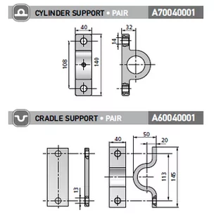 Mocowanie do siłownika hydraulicznego podskrzyniowego A60040001 fi40 - Akcesoria do hydrauliki siłowej - miniaturka - grafika 2