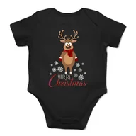 Body dla niemowląt - Merry Christmas - reniferek – świąteczne body dziecięce z nadrukiem 12 miesięcy - miniaturka - grafika 1