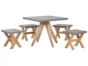 Shumee Shumee Zestaw ogrodowy kwadratowy stół i 4 stołki szary OLBIA 263382 - Meble ogrodowe - miniaturka - grafika 1