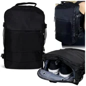 Plecaki - Plecak turystyczny podróżny bagaż podręczny do samolotu - Czerń - miniaturka - grafika 1