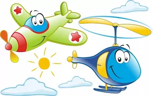 Samolot, helikopter - zestaw naklejek Pojazdy 278, 120x80 cm - Naklejki na ścianę - miniaturka - grafika 1