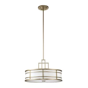 Metalowa lampa wisząca Fusion FE-FUSION-P-L-PNBR Feiss do jadalni mosiądz - Lampy sufitowe - miniaturka - grafika 1