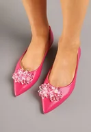 Baleriny - Czerwone Balerinki Ozdobione Kryształkami Vevaria - miniaturka - grafika 1