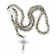 Różańce - Różaniec ręcznie robiony, tradycyjny, męski różaniec, szary agat 6mm - miniaturka - grafika 1