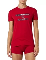 Koszulki męskie - Emporio Armani Męski T-shirt + Trunk Megalogo Underwear, czerwony, L - miniaturka - grafika 1