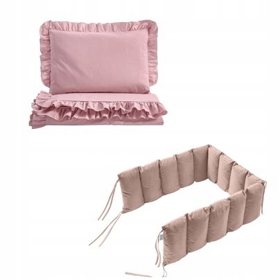 3el pościel do łóżeczka bawełna 90x120 ochraniacz 180cm velvet puder róż