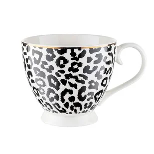 Kubek na nóżce Africa 400 ml panterka złota obwódka czarno-biały - Kubki - miniaturka - grafika 1