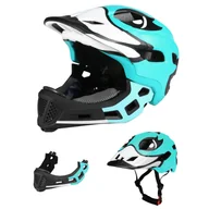Kaski rowerowe - Kask rowerowy Lixada, kask dziecięcy z kaczuszką, zdejmowany kask pełnotwarzowy, czarny + niebieski, mała żółta kaczuszka - miniaturka - grafika 1