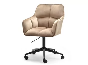 Fotel biurowy, krzesło biurowe Elegancki Fotel Obrotowy Z Pikowaniem Isla Beżowy Velvet Podstawa Czarna - Fotele i krzesła biurowe - miniaturka - grafika 1