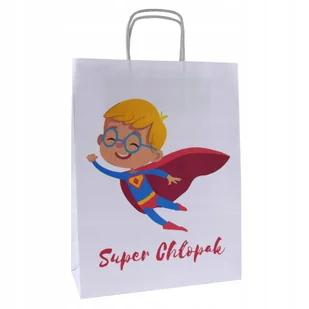 torba papierowa na prezent nadruk SUPER CHŁOPAK 1szt pakowna 24x10x32cm - Akcesoria do pakowania - miniaturka - grafika 1