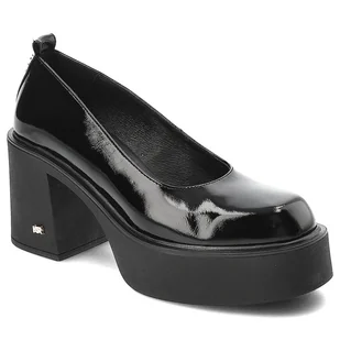 Czarne Półbuty Karino Eleganckie Lakierowane Obuwie Damskie - Półbuty damskie - miniaturka - grafika 1