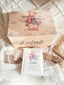 Pamiątka Chrztu Świętego - Zestaw MIŚ W SAMOLOCIE z imieniem, prezent na Chrzest, roczek, narodziny - miniaturka - grafika 1