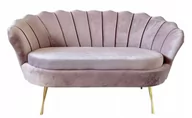 Sofy i kanapy - Sofa glamour muszelka 2ES pudrowy róż nogi złote - miniaturka - grafika 1