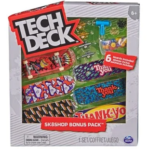 Tech Deck zestaw Sk8Shop 6 deskorolek Bonus Pack Thank You + akcesoria - Samochody i pojazdy dla dzieci - miniaturka - grafika 1