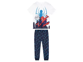 Piżamy chłopięce - Piżama chłopięca	bawełniana (t-shirt + spodnie) (134/140, Biały/granatowy Spiderman) - grafika 1