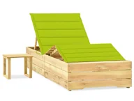 Leżaki ogrodowe - Elior Leżak z poduszką i stolikiem jasnozielony M2-Z68 - miniaturka - grafika 1