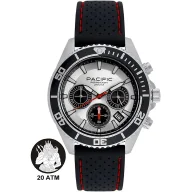 Zegarki męskie - Pacific Poseidon SMPA-2004-03 srebrny męski zegarek chronograf 200M - miniaturka - grafika 1