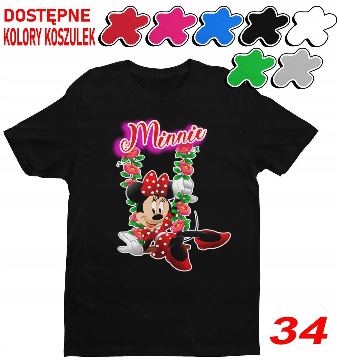 Dziecięca Koszulka Z Nadrukie.Duży Wybór Myszka Miki Minnie Daisy-M 134-140