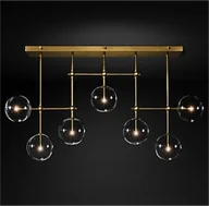 Lampy sufitowe - Orbit line - liniowy żyrandol nowoczesny 120cm nad stół złoty - miniaturka - grafika 1