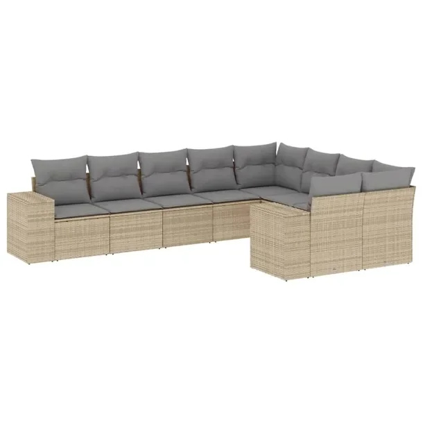 Zestaw wypoczynkowy modułowy 8-osobowy rattan PE beżowy 62 x 62 x 69 cm