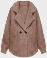 Swetry damskie - KRÓTKA NARZUTKA ALPAKA CIEMNOBEŻOWA (CJ65) - MADE IN ITALY - miniaturka - grafika 1