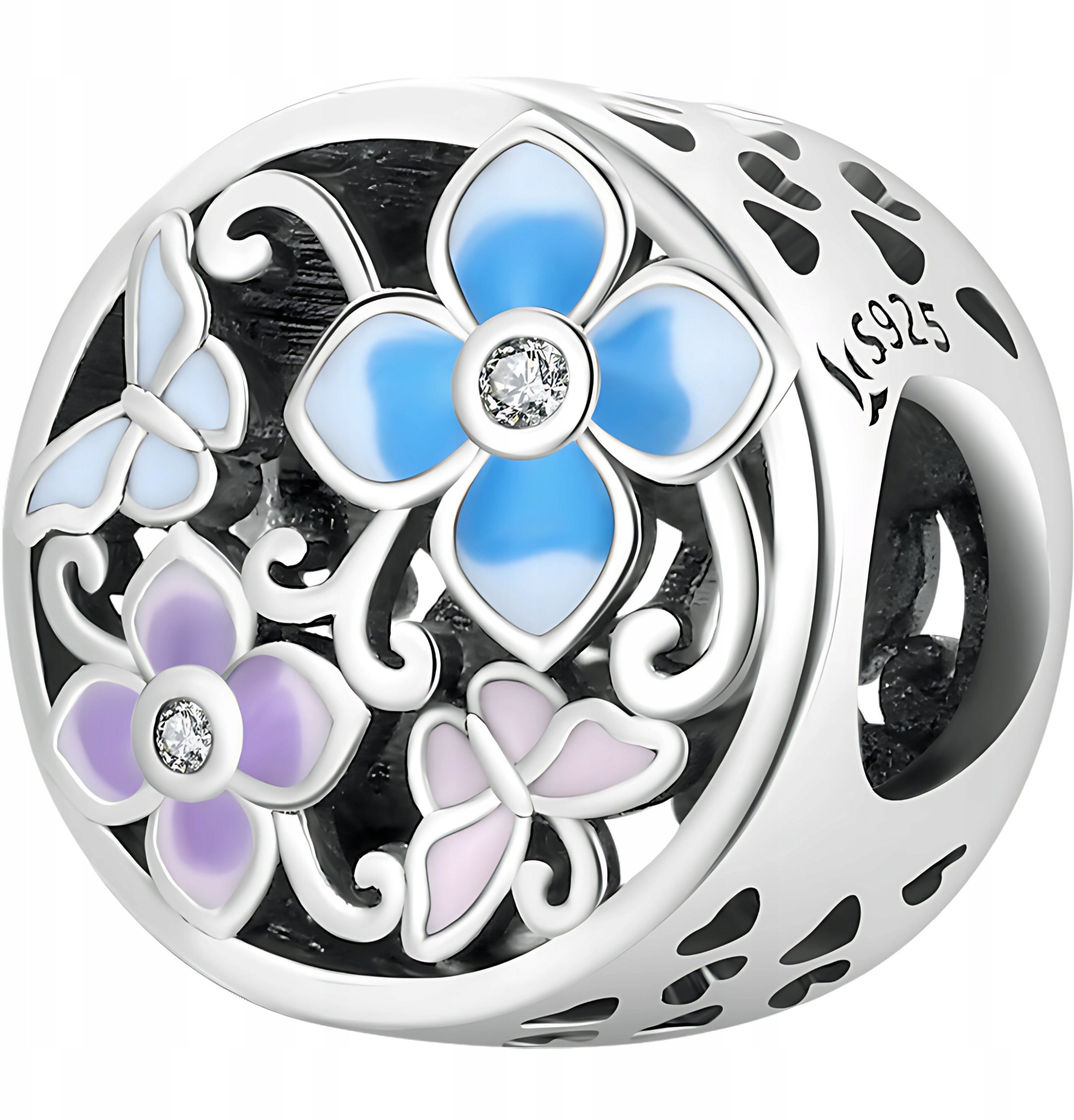 Ivybands CHARMS WIOSENNE KWIATY koralik srebro 925 miłość kolorowe cyrkonie beads