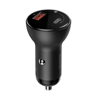 Ładowarki samochodowe - Baseus ładowarka samochodowa USB / USB Typ C 45 W 5 A SCP Quick Charge 4.0+ Power Delivery 3.0 ekran LCD szary (CCBX-C0G) - miniaturka - grafika 1