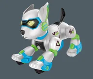 Roboty dla dzieci - Piesek robot sterowany elektronicznie pilotem - niebiesko-zielony, w pełni interaktywny, rusza się, skacze, wydaje odgłosy, reaguje na ruch - miniaturka - grafika 1