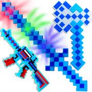 Zabawki militarne - Minecraft Zestaw Diamentowy Na Baterie Karabin Miecz Siekiera - miniaturka - grafika 1
