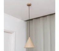 Lampy sufitowe - Lampa wisząca na lince ETNA 1xE27/15W/230V, śr. 25 cm, beżowa - miniaturka - grafika 1