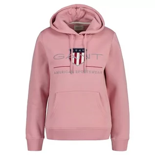 Bluzy damskie - GANT Damska bluza z kapturem REL Archive Shield, California PINK Melange, standardowa, California Pink Melange - grafika 1