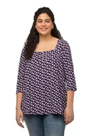 Koszulki i topy damskie - Ulla Popken Damska koszulka z falbankami z wycięciem Carre i nadrukiem w kropki, koszulka A-line, Pastelowy liliowy, 50/52 - miniaturka - grafika 1