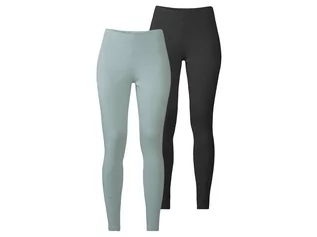 Legginsy - ESMARA ESMARA Legginsy damskie z bawełną, 2 pary (XS (32/34), Czarny/zielony) - grafika 1