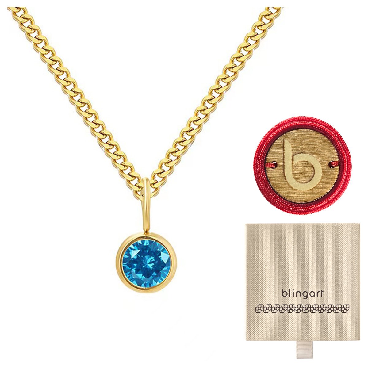 Naszyjnik pozłacany celebrytka damska cyrkonia kamień urodzinowy grudzień BLINGART